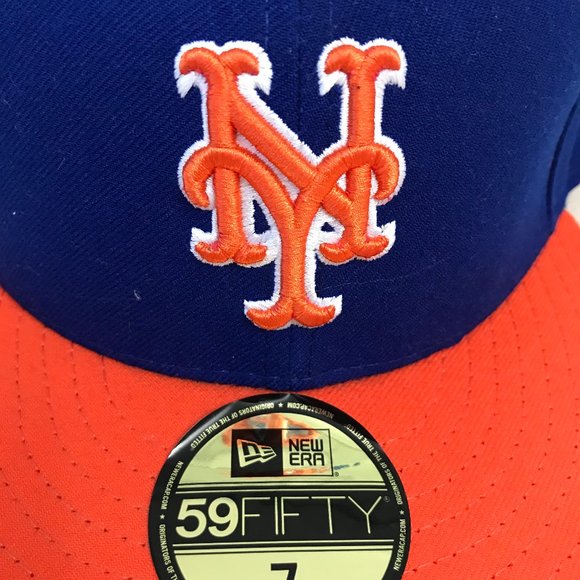 New York Mets Hat Blue Fitted 59Fifty 7 New Era Baseball Cap Pre-Owned - Picture 2 of 5